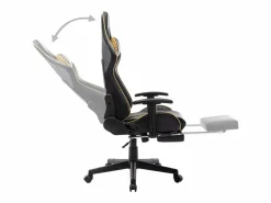 vidaxl Silla de gaming con reposapiés cuero sintético negro y
