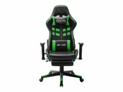vidaxl Silla de gaming con reposapiés cuero sintético negro y