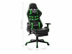 vidaxl Silla de gaming con reposapiés cuero sintético negro y