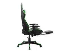 vidaxl Silla de gaming con reposapiés cuero sintético negro y