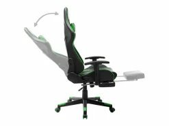 vidaxl Silla de gaming con reposapiés cuero sintético negro y