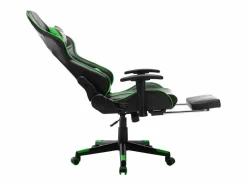 vidaxl Silla de gaming con reposapiés cuero sintético negro y