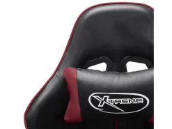 vidaxl Silla de gaming de cuero sintético negro y tinto Rojo