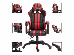 Online vidaxl Silla de gaming de cuero sintético Rojo