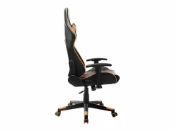 Clicnbuy Silla de gaming de cuero sintético negro y naranja