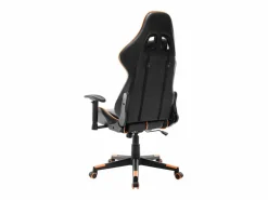 Clicnbuy Silla de gaming de cuero sintético negro y naranja