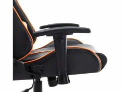 Clicnbuy Silla de gaming de cuero sintético negro y naranja