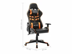 Clicnbuy Silla de gaming de cuero sintético negro y naranja