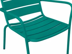 Online MYLIA Silla de jardín baja apilable de metal - Azul pato - MIRMANDE de Azul verdoso