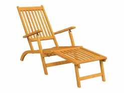 New Silla de jardín con reposapiés y mesita madera maciza de acacia ES763821 Marru00f3n