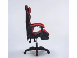 Online Silla de Juego de Oficina Ergonómica Reclinable Negro y Rojo con Reposapiés y Cojines Silla Gaming