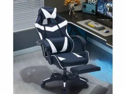 Online Concept-Usine Silla de Juego de Oficina Ergonómica Reclinable Negro y Blanco - Cómoda y con Estilo Negro / Blanco
