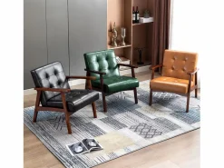 Silla de Madera con Brazos Fahlber - Sillón Relax para Interior/Exterior - Tapizado Beige Opcional