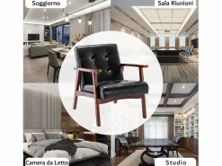 Silla de Madera con Brazos Fahlber - Sillón Relax para Interior/Exterior - Tapizado Beige Opcional