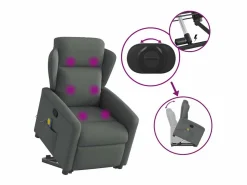 Best Silla de masaje reclinable de pie de tela gris oscuro SHL8002 Gris antracita