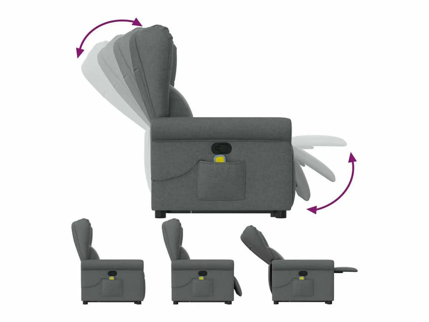 Sale Silla de masaje reclinable de pie de tela gris oscuro SHL5630 Gris antracita