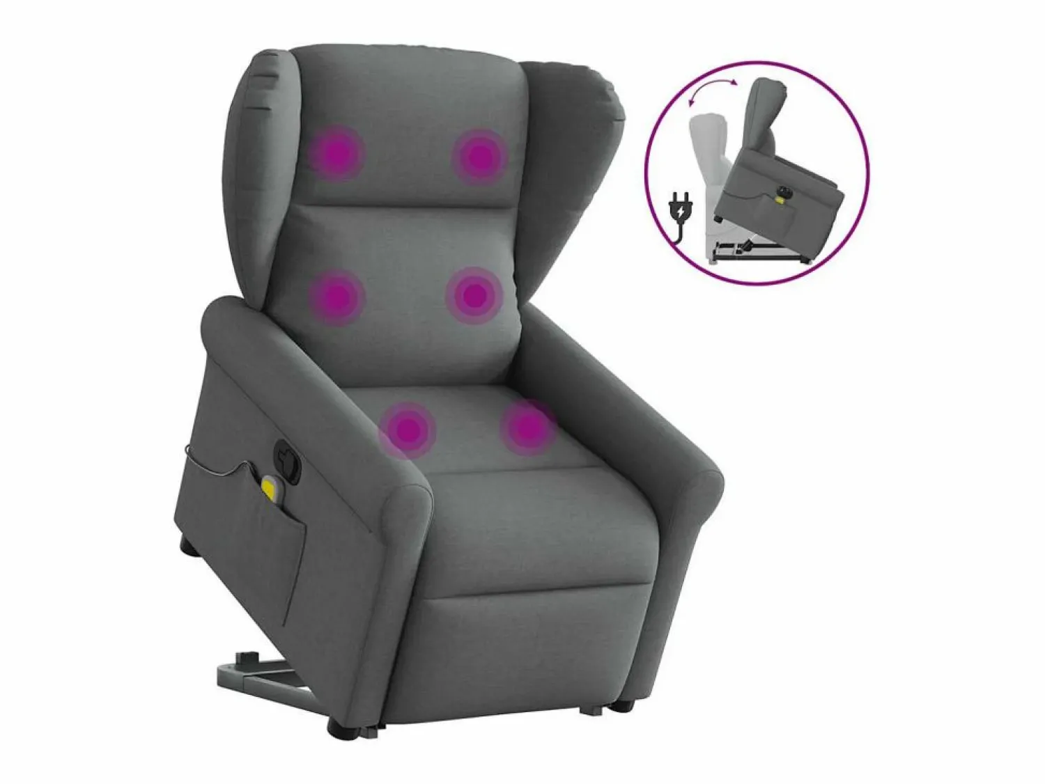 Sale Silla de masaje reclinable de pie de tela gris oscuro SHL5630 Gris antracita