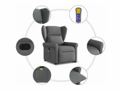 Sale Silla de masaje reclinable de pie de tela gris oscuro SHL5630 Gris antracita