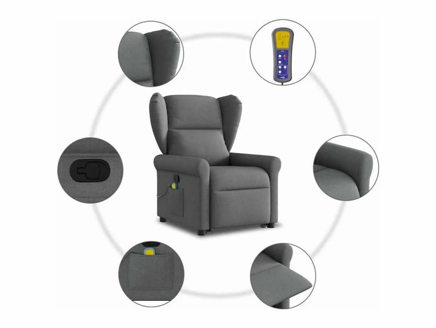 Sale Silla de masaje reclinable de pie de tela gris oscuro SHL5630 Gris antracita