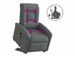 Silla de masaje reclinable de pie de tela gris oscuro SHL3439