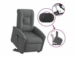 Silla de masaje reclinable de pie de tela gris oscuro SHL3439