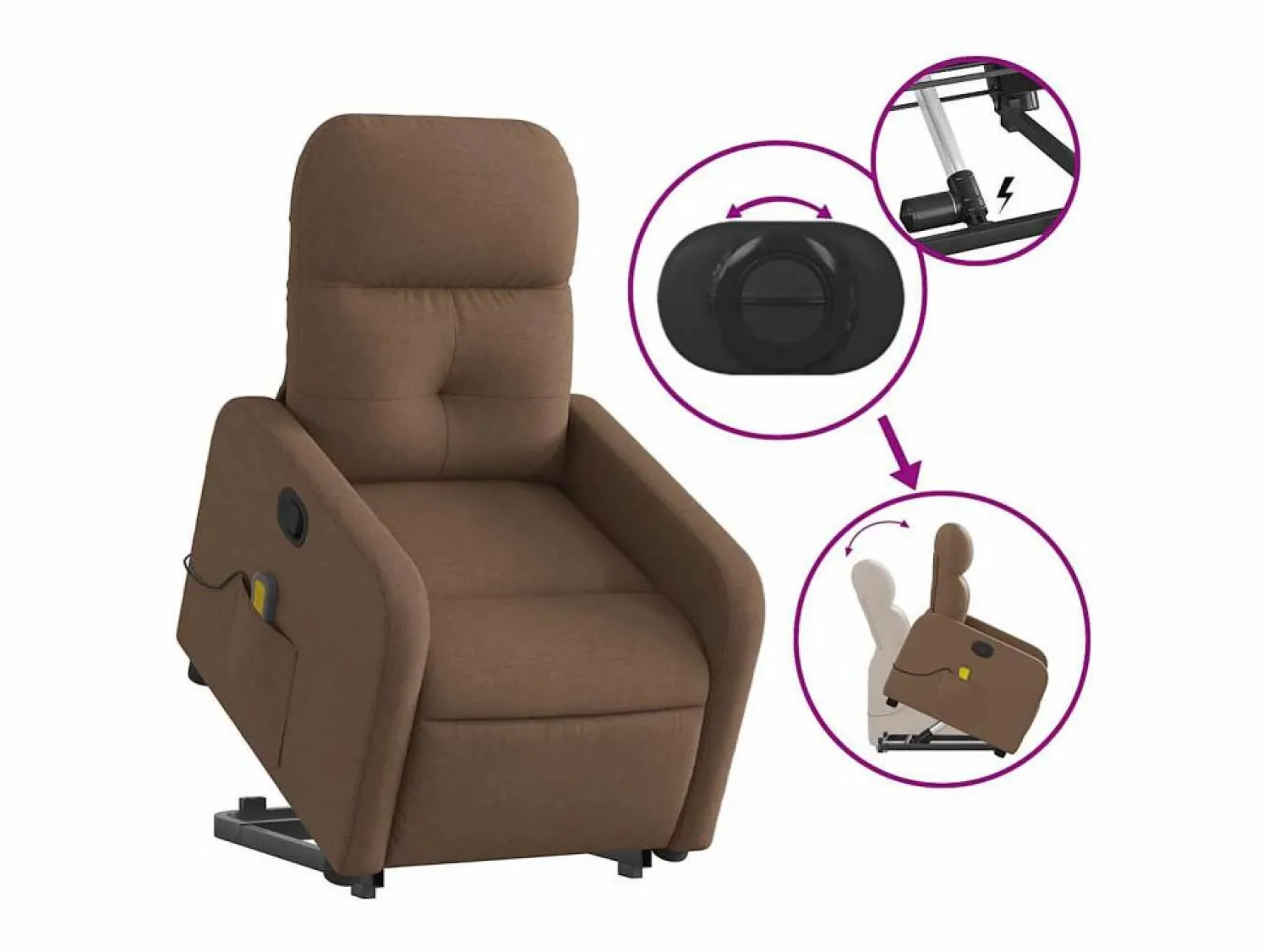New Silla de masaje reclinable de pie de tela marrón SHL8007 Marru00f3n