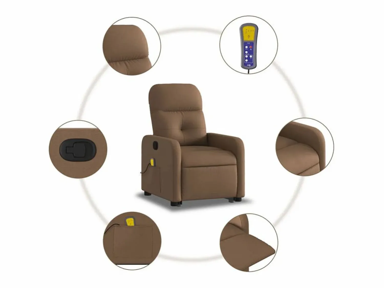 New Silla de masaje reclinable de pie de tela marrón SHL8007 Marru00f3n