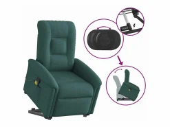 Silla de masaje reclinable de pie de tela verde oscura SHL3782 Verde pino