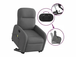 Silla de masaje reclinable de pie de tela gris oscuro SHL3194
