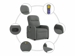 Silla de masaje reclinable de pie de tela gris oscuro SHL3194