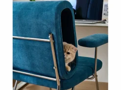 Clearance Silla de oficina - 77 x 70 x 89 cm - con cama para gatos integrada - reposabrazos reemplazables - Madera + Acero - Silla De Escritorio