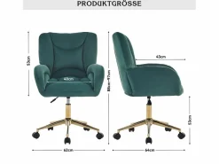 Best Silla de oficina - Velvet - - Altura ajustable - con ruedas giratorias y respaldo ergonómico - 62x64x88/97cm Silla De Escritorio
