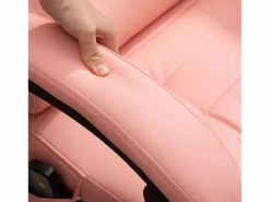 Outlet Silla de oficina con masaje de 7 puntos, ergonómica, piel sintética, color (67x67x121cm) Rosa