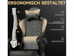 New Silla de oficina con masaje y reposapiés - Silla gaming de piel sintética - Gris Silla De Oficina