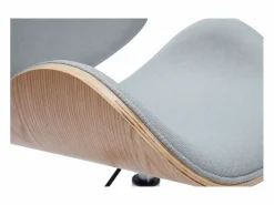New Miliboo Silla de oficina con ruedas diseño en tela claro, madera clara y acero cromado WALNUT Gris