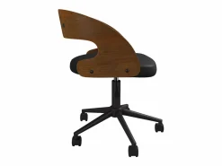 Online Silla de oficina con ruedas en madera oscura y PU - Louis Silla De Escritorio