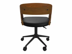 Online Silla de oficina con ruedas en madera oscura y PU - Louis Silla De Escritorio