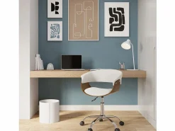 Rendez-Vous Déco Silla de oficina con ruedas en madera y PU - Basile