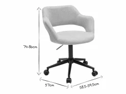Clearance Silla de oficina con ruedas de diseño en tela de terciopelo y metal negro JESSY Silla De Oficina