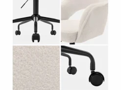 Sweeek Silla de oficina con ruedas en borreguito y base negra