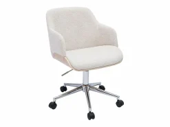 Hot Silla de oficina con ruedas de tela chenilla , madera clara y metal cromado EARL Silla De Escritorio