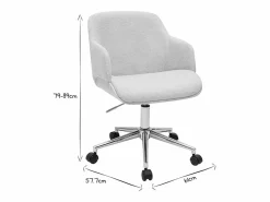 Hot Silla de oficina con ruedas de tela chenilla , madera clara y metal cromado EARL Silla De Escritorio
