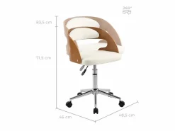Sale Rendez-Vous Déco Silla de oficina con ruedas en madera y PU - Louis Blanco