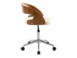 Sale Rendez-Vous Déco Silla de oficina con ruedas en madera y PU - Louis Blanco