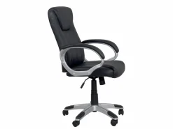 Hot Kayelles Silla de oficina de dirección, asiento reclinable de cuero sintético, altura regulable, giratoria 360°, reposabrazos acolchados, ruedas BORA Negro