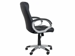 Hot Kayelles Silla de oficina de dirección, asiento reclinable de cuero sintético, altura regulable, giratoria 360°, reposabrazos acolchados, ruedas BORA Negro