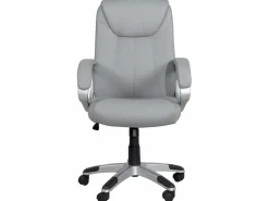 Kayelles Silla de oficina de dirección, asiento de cuero sintético reclinable, altura ajustable, giratorio 360°, reposabrazos acolchados, ruedas BORA