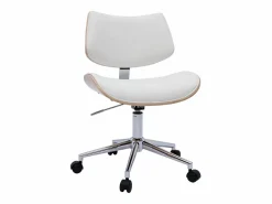 Miliboo Silla de oficina de diseño con ruedas de color , roble claro y metal MALMO