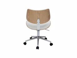 Miliboo Silla de oficina de diseño con ruedas de color , roble claro y metal MALMO