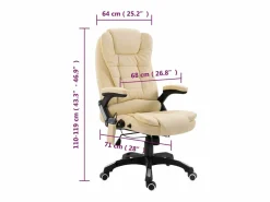 Sale vidaxl Silla de oficina de masaje de cuero sintético color Crema